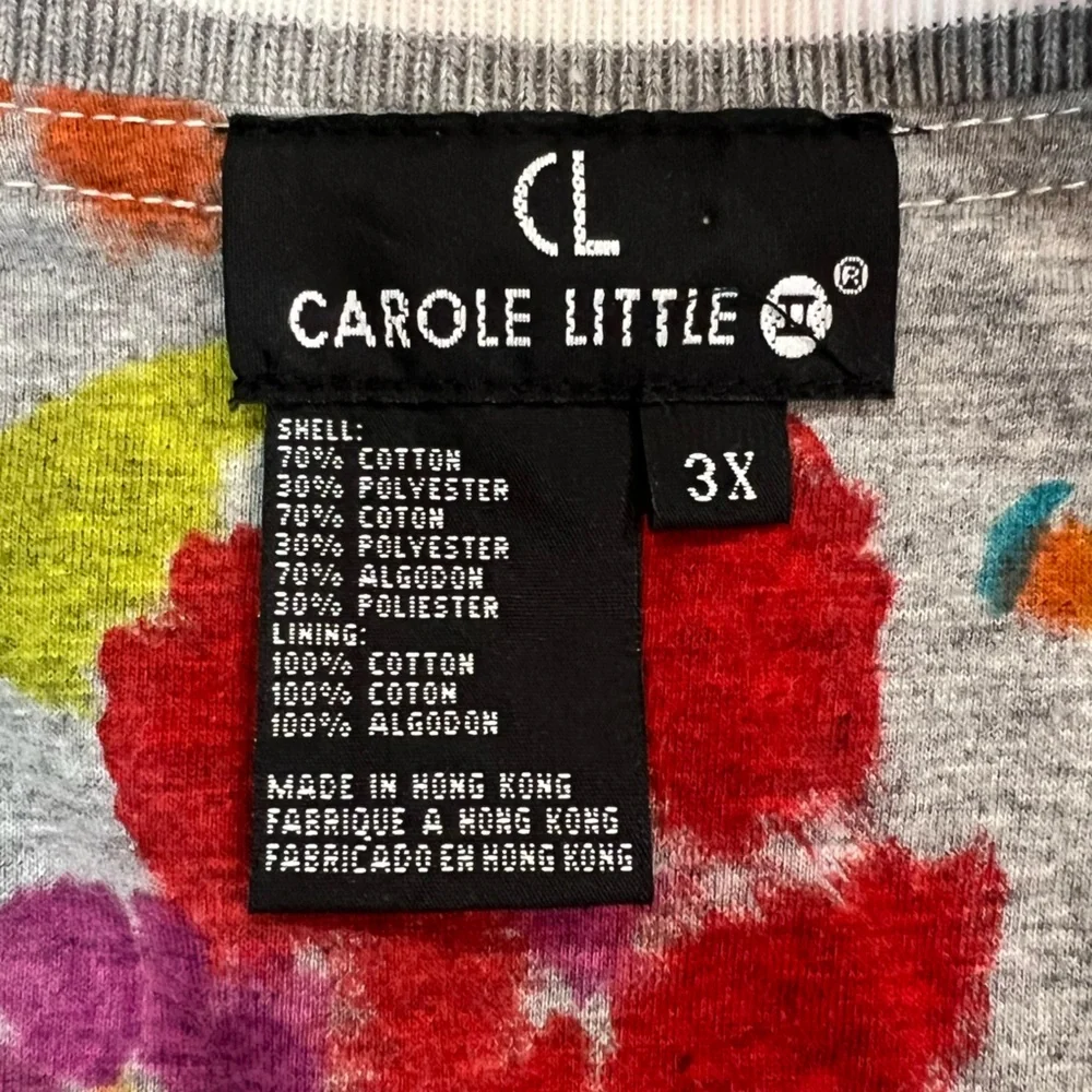 Vintage Carole Little Maxi Dress Set Size 3X Grey Floral Matching Vest Cottage‎